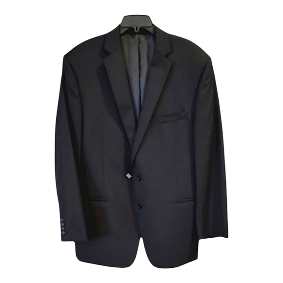 CALVIN KLEIN  SLIM FIT   BLACK  100% WOOL BLAZER, SPORT COAT, NWOT 46L - Picture 2 of 5